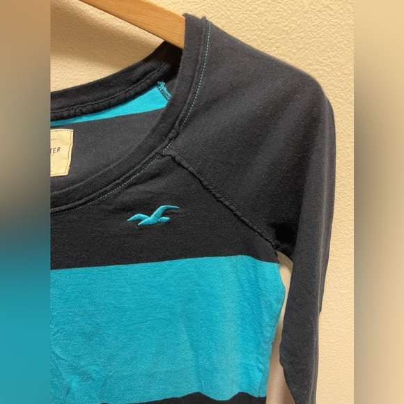 Hollister Striped Long Sleeve Top SZ XS Navy/Blue - Picture 5 of 5